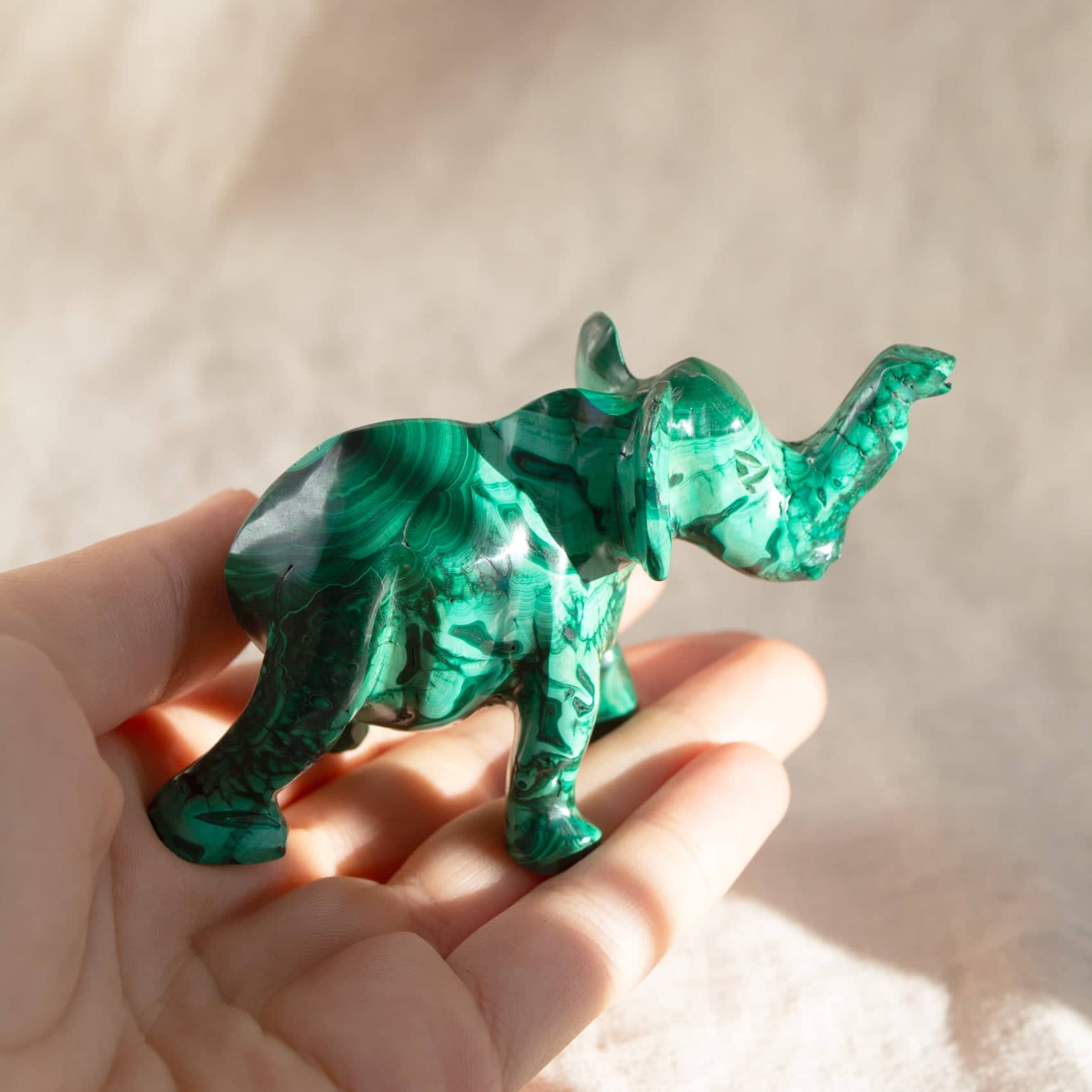Genuine Malachite Elephants - Hand Carved - 1 of a Kind