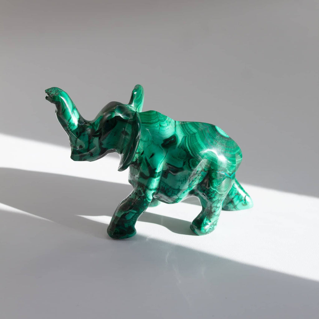 Genuine Malachite Elephants - Hand Carved - 1 of a Kind