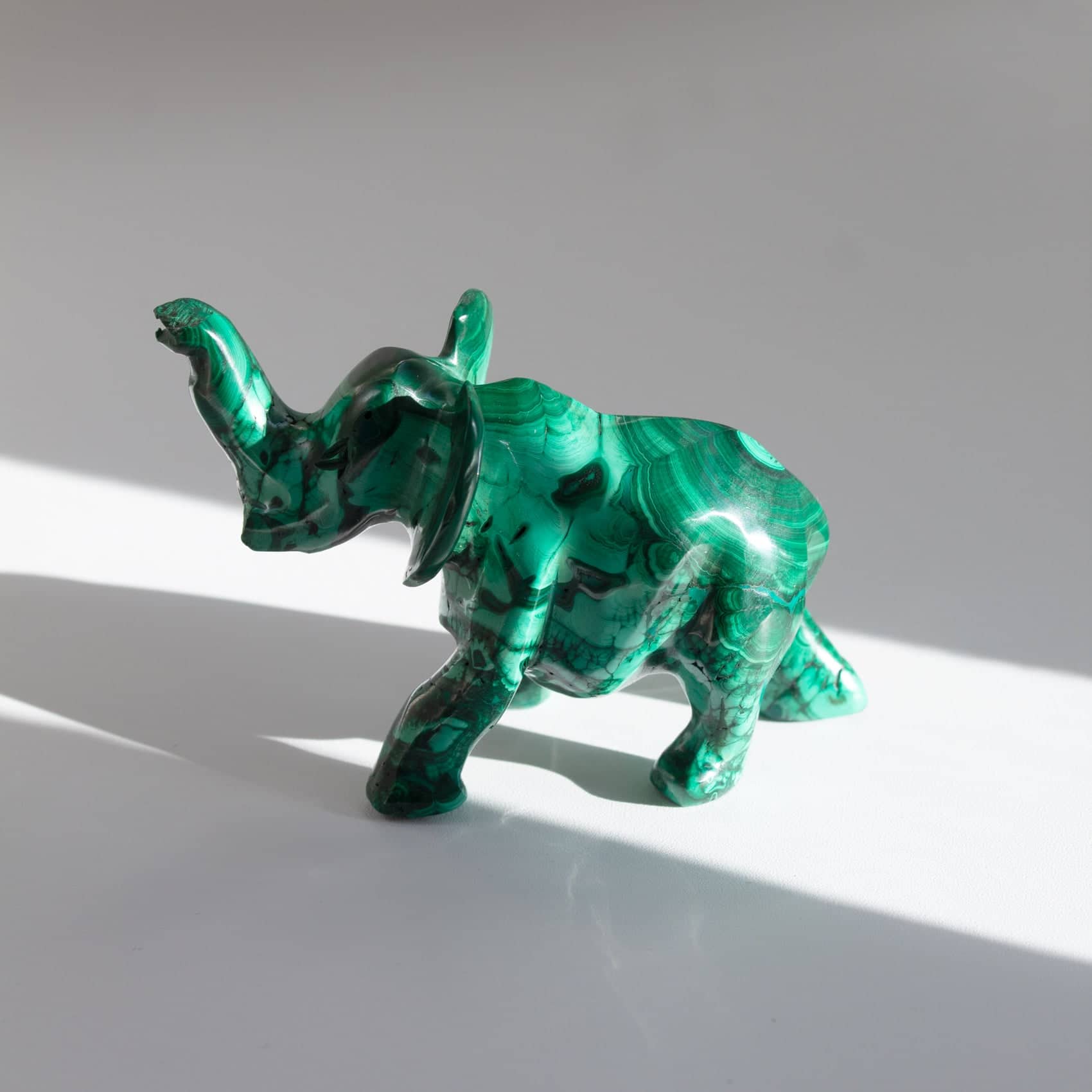 Genuine Malachite Elephants - Hand Carved - 1 of a Kind