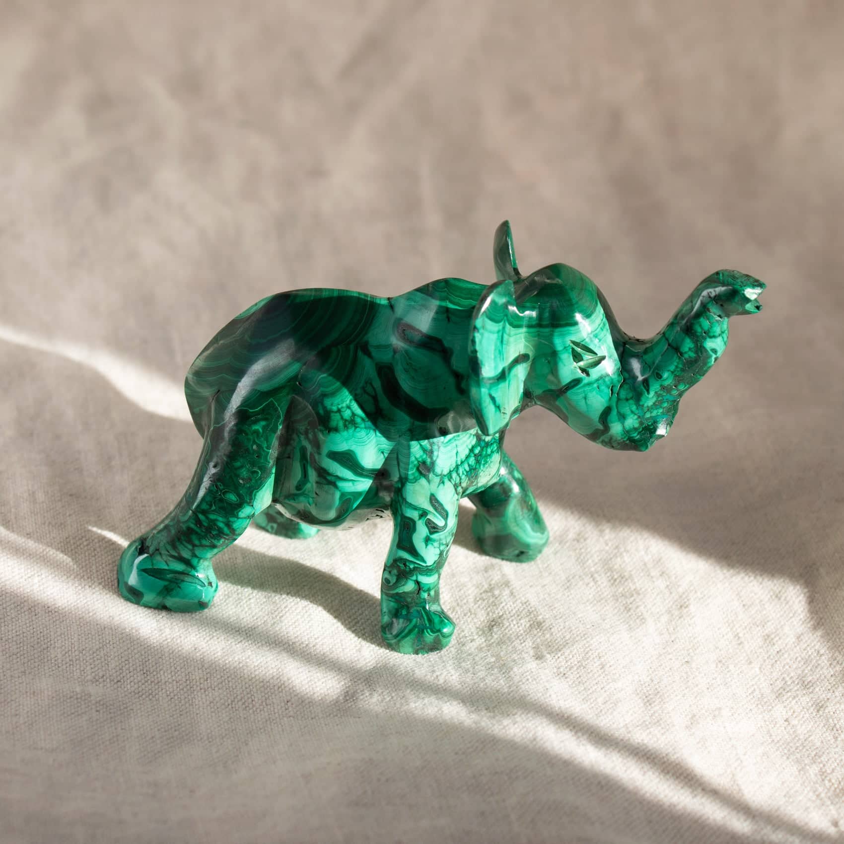 Genuine Malachite Elephants - Hand Carved - 1 of a Kind