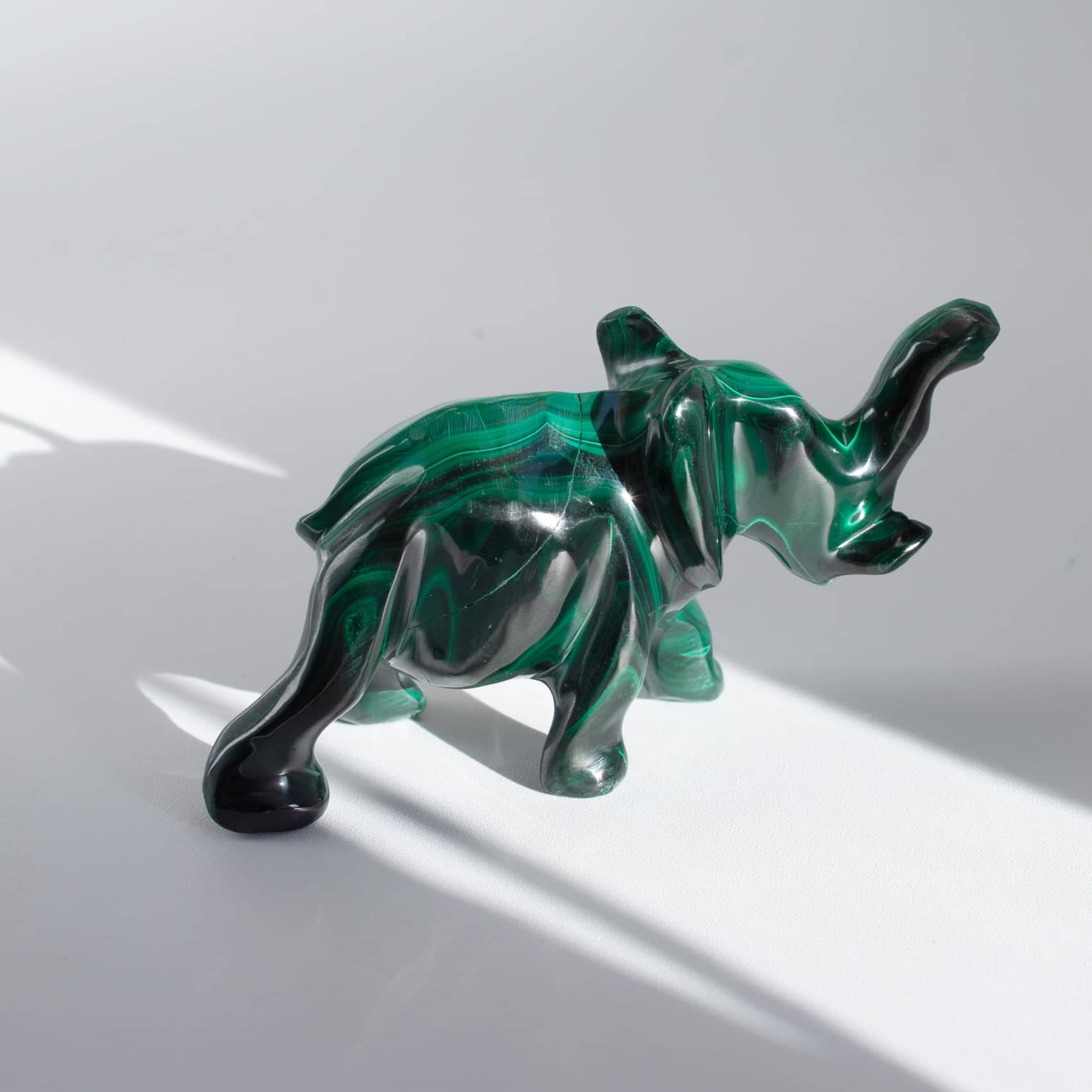 Genuine Malachite Elephants - Hand Carved - 1 of a Kind