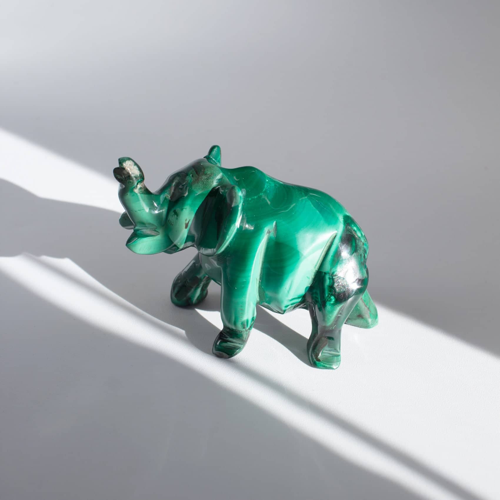 Genuine Malachite Elephants - Hand Carved - 1 of a Kind