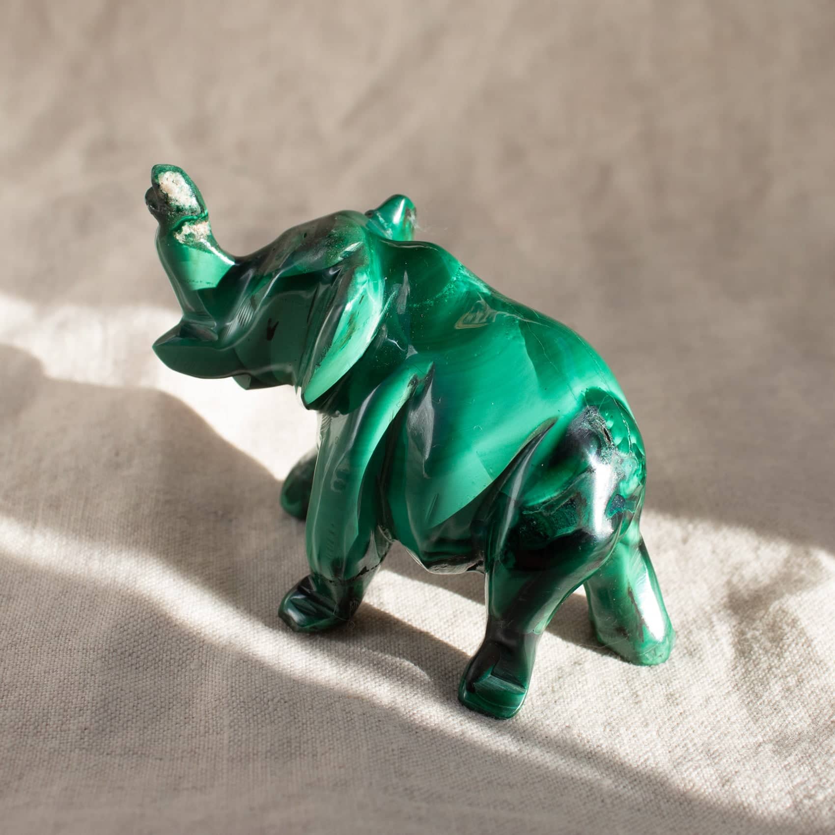 Genuine Malachite Elephants - Hand Carved - 1 of a Kind