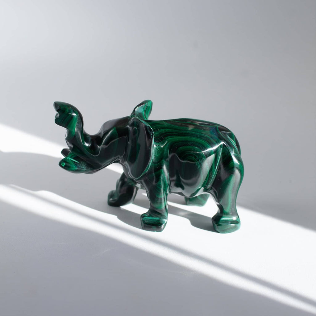 Genuine Malachite Elephants - Hand Carved - 1 of a Kind