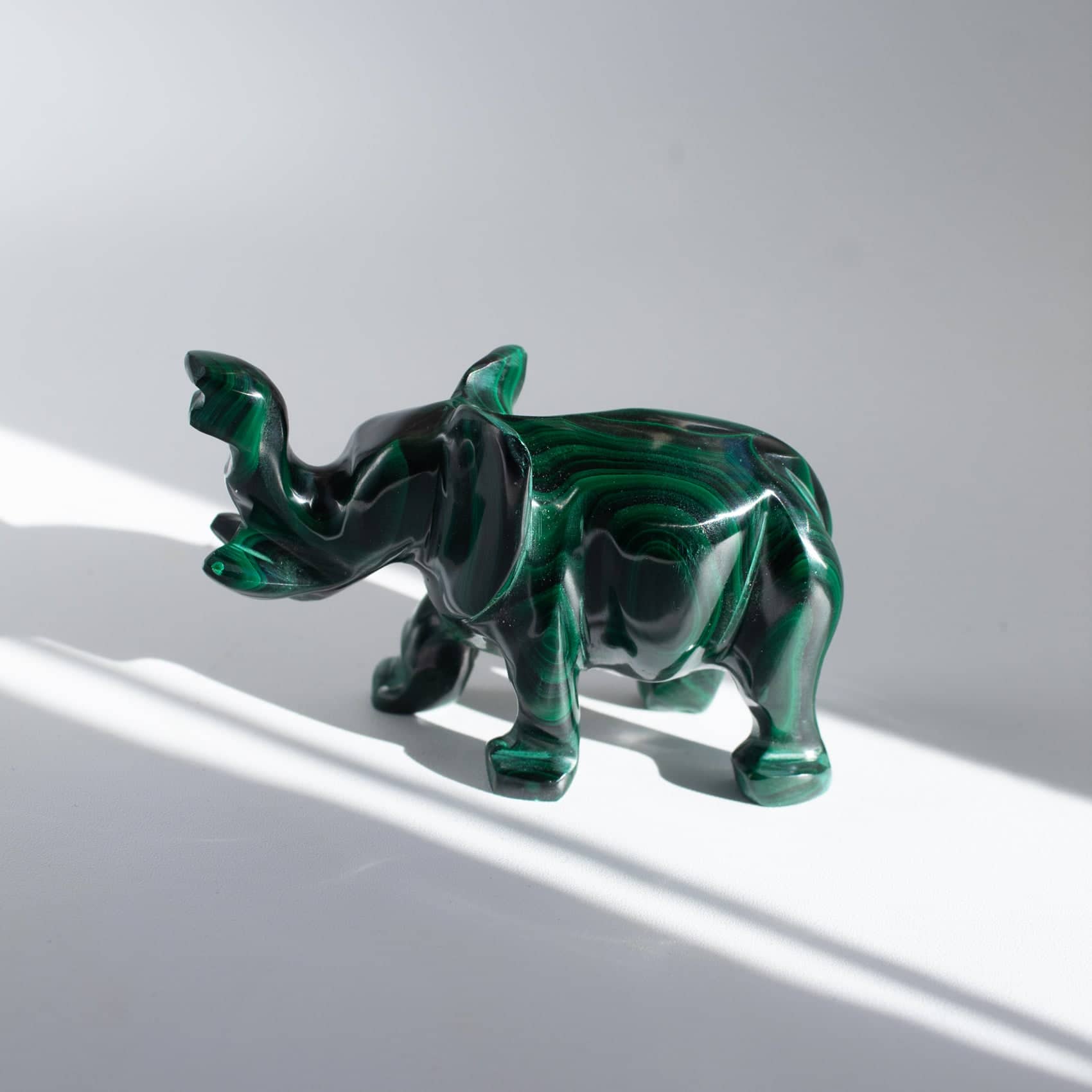 Genuine Malachite Elephants - Hand Carved - 1 of a Kind