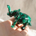 Genuine Malachite Elephants - Hand Carved - 1 of a Kind