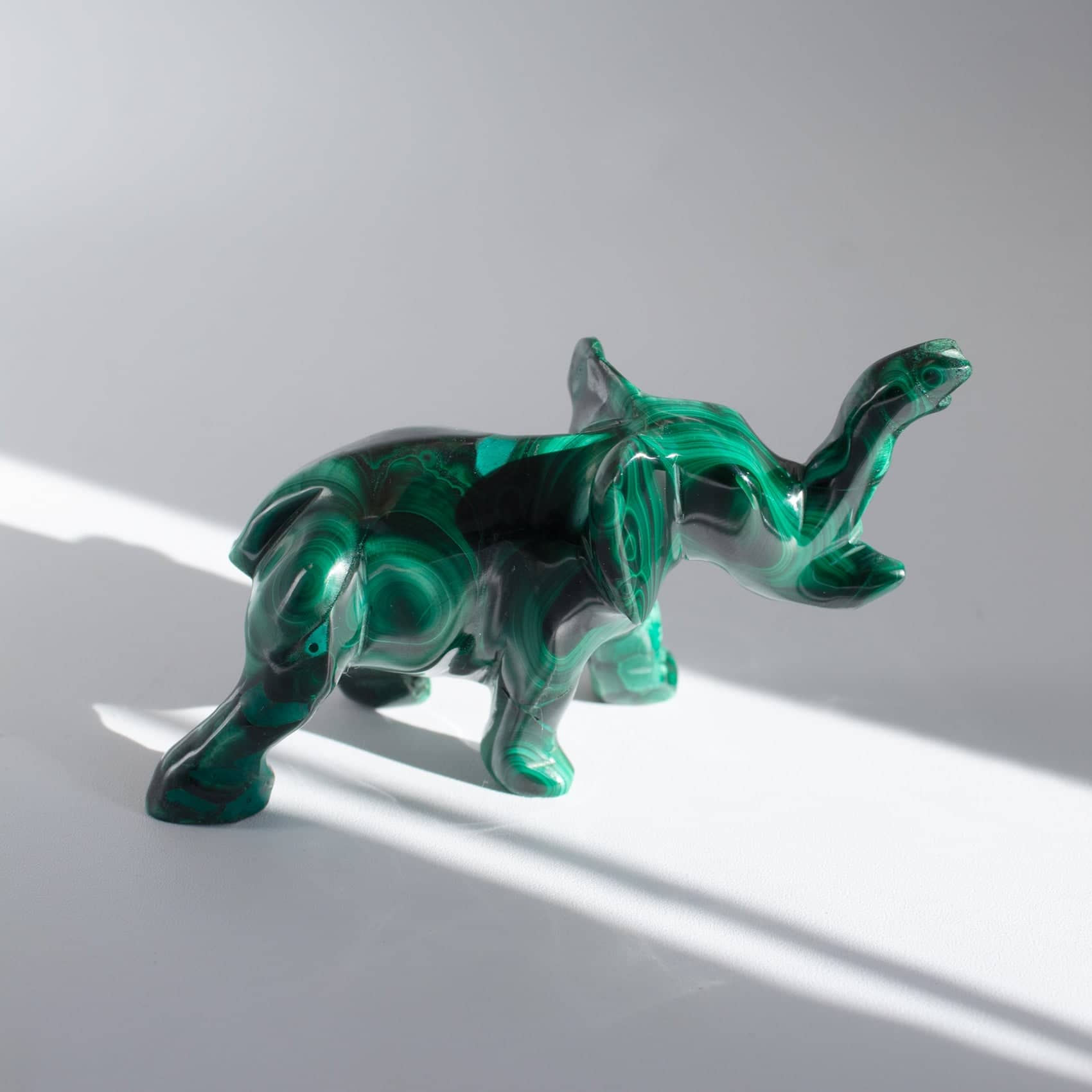 Genuine Malachite Elephants - Hand Carved - 1 of a Kind