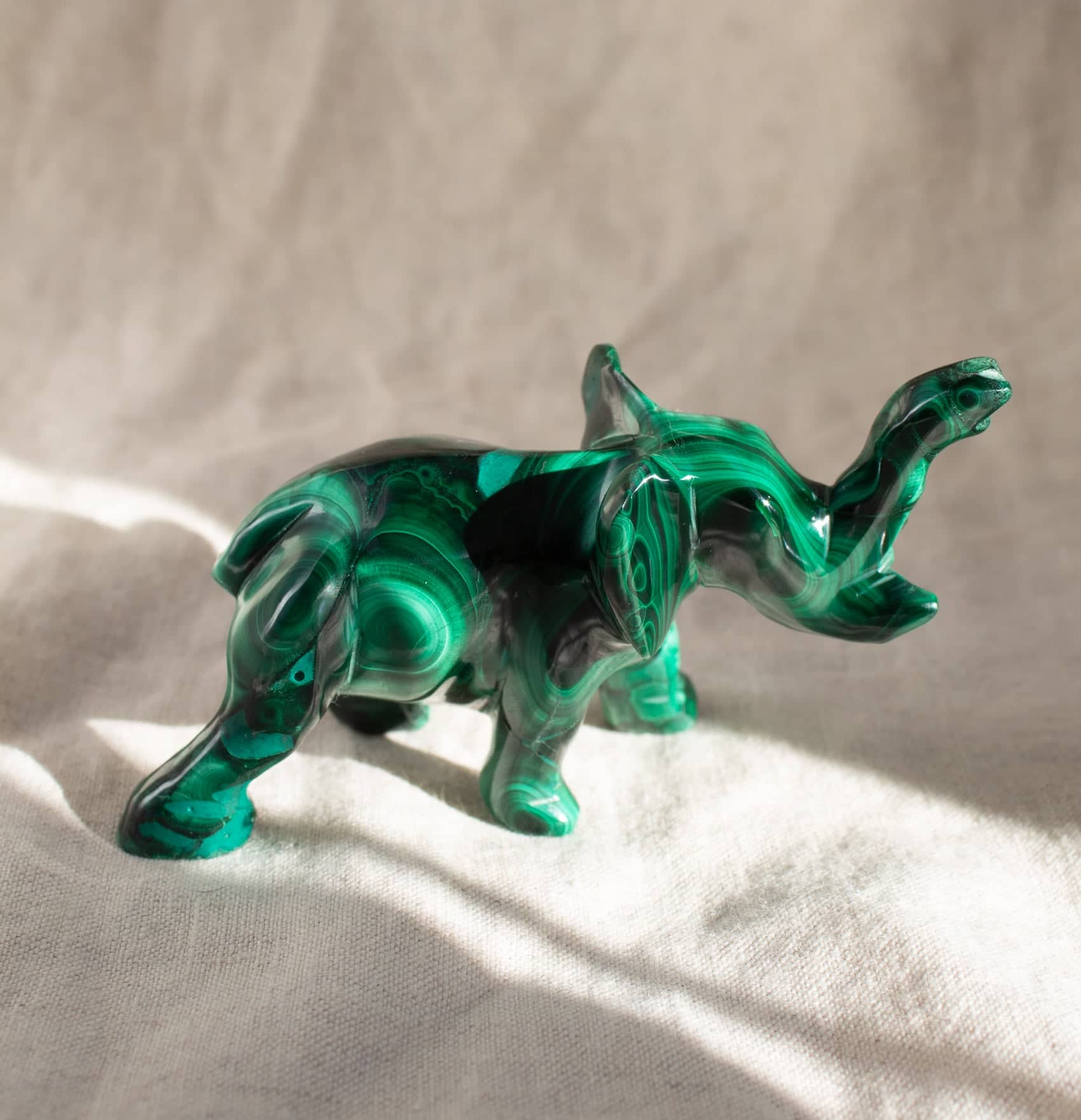 Genuine Malachite Elephants - Hand Carved - 1 of a Kind