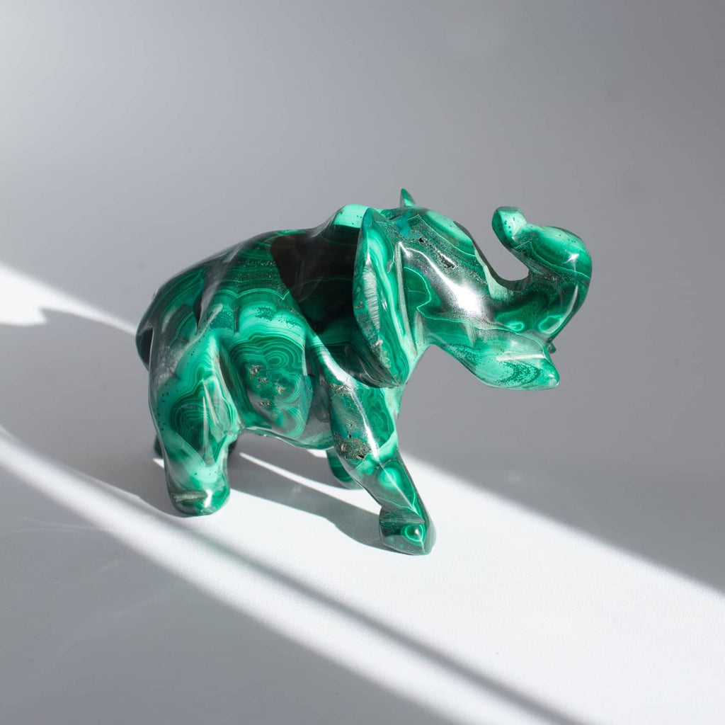 Genuine Malachite Elephants - Hand Carved - 1 of a Kind