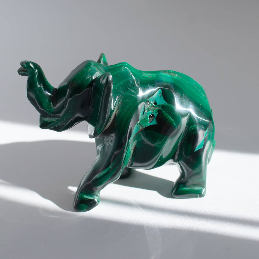 Genuine Malachite Elephants - Hand Carved - 1 of a Kind
