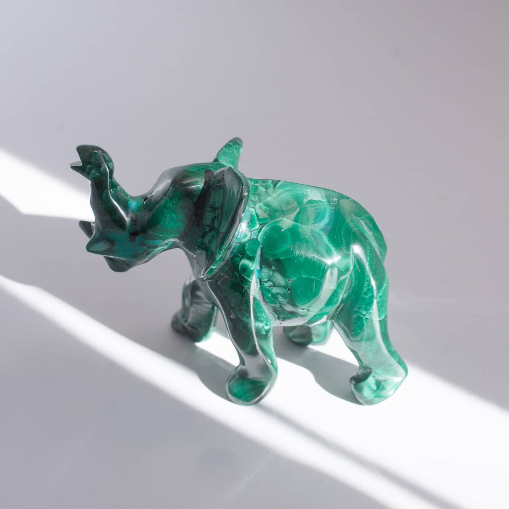 Genuine Malachite Elephants - Hand Carved - 1 of a Kind