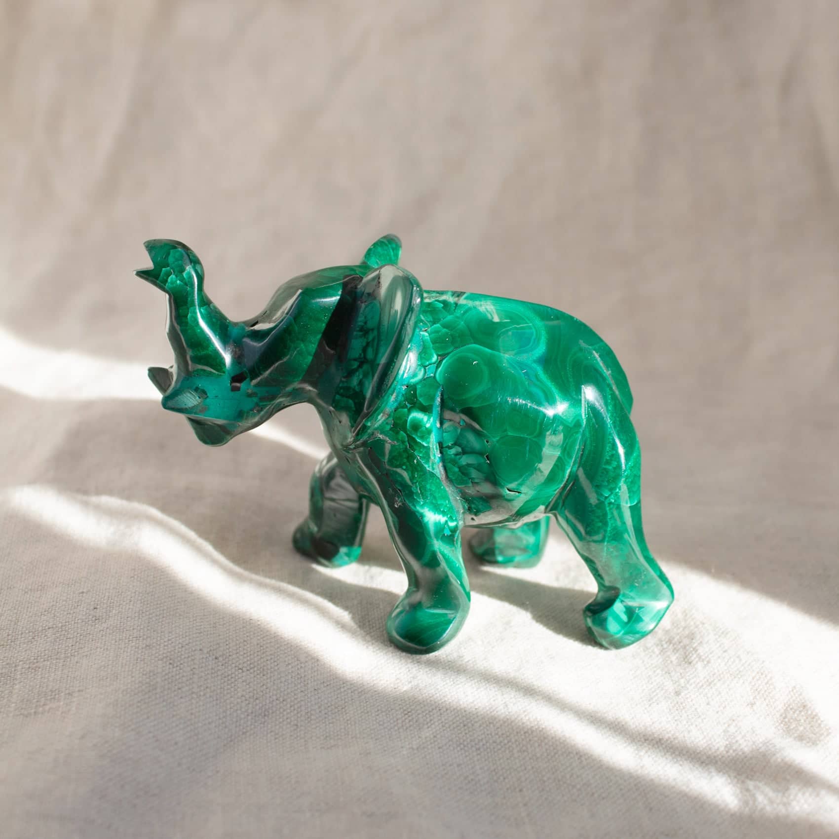 Genuine Malachite Elephants - Hand Carved - 1 of a Kind