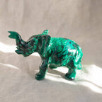 Genuine Malachite Elephants - Hand Carved - 1 of a Kind