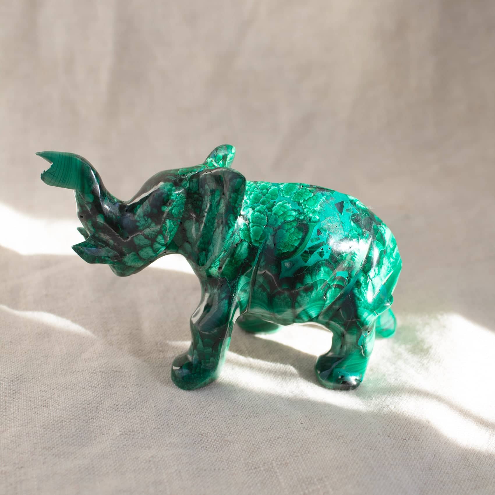 Genuine Malachite Elephants - Hand Carved - 1 of a Kind