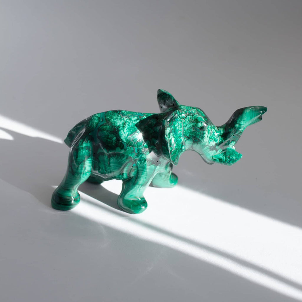 Genuine Malachite Elephants - Hand Carved - 1 of a Kind