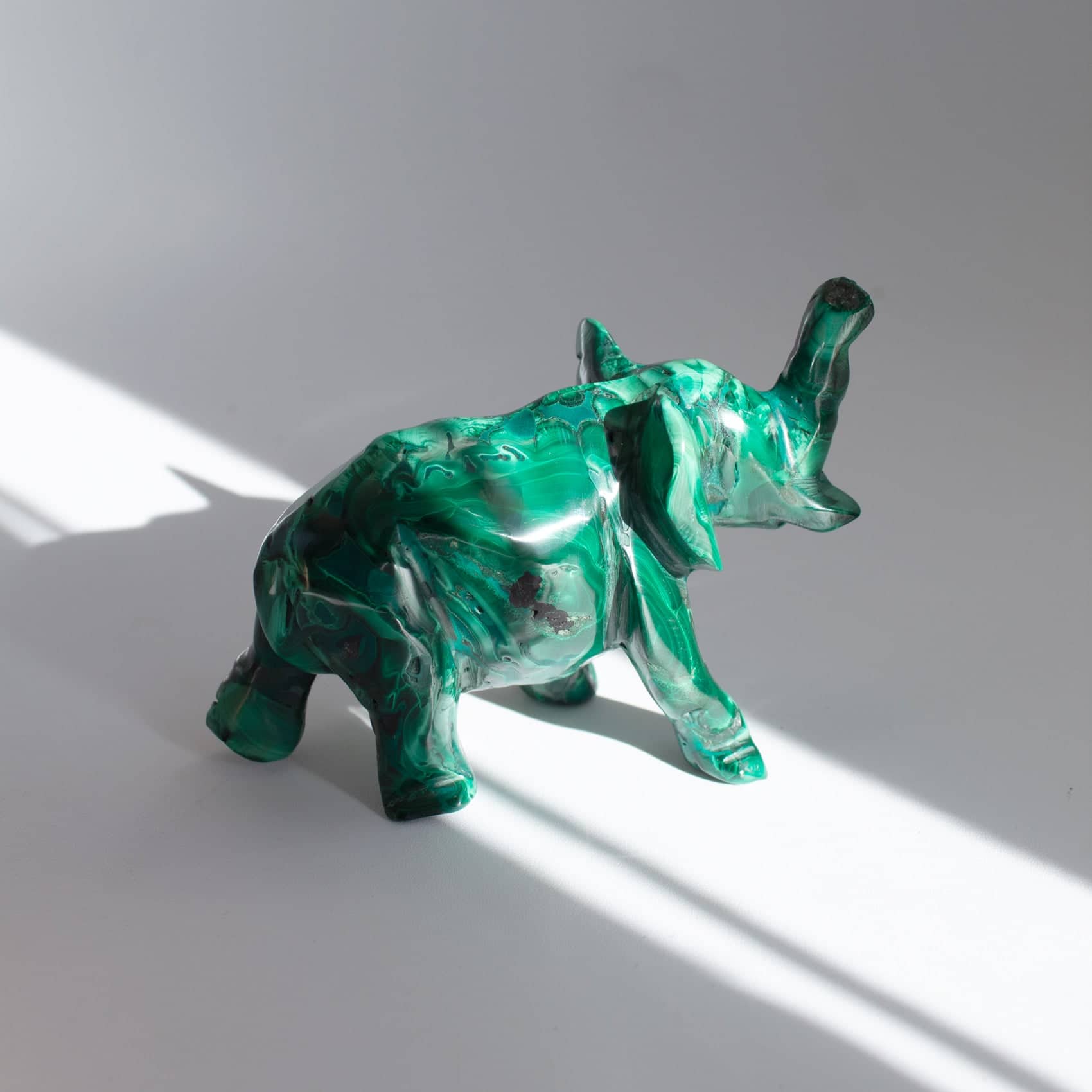 Genuine Malachite Elephants - Hand Carved - 1 of a Kind