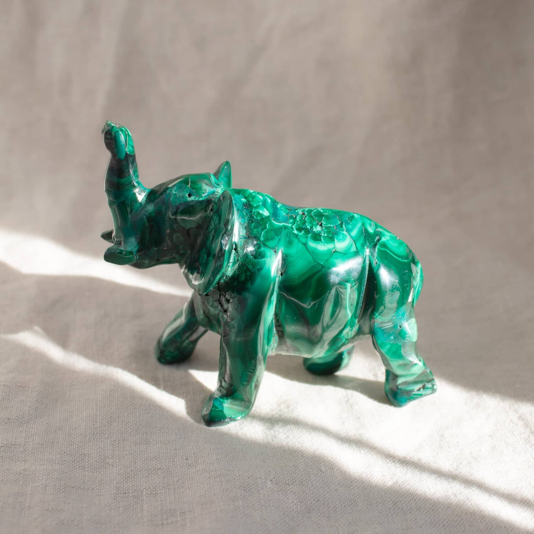 Genuine Malachite Elephants - Hand Carved - 1 of a Kind