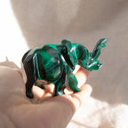 Genuine Malachite Elephants - Hand Carved - 1 of a Kind