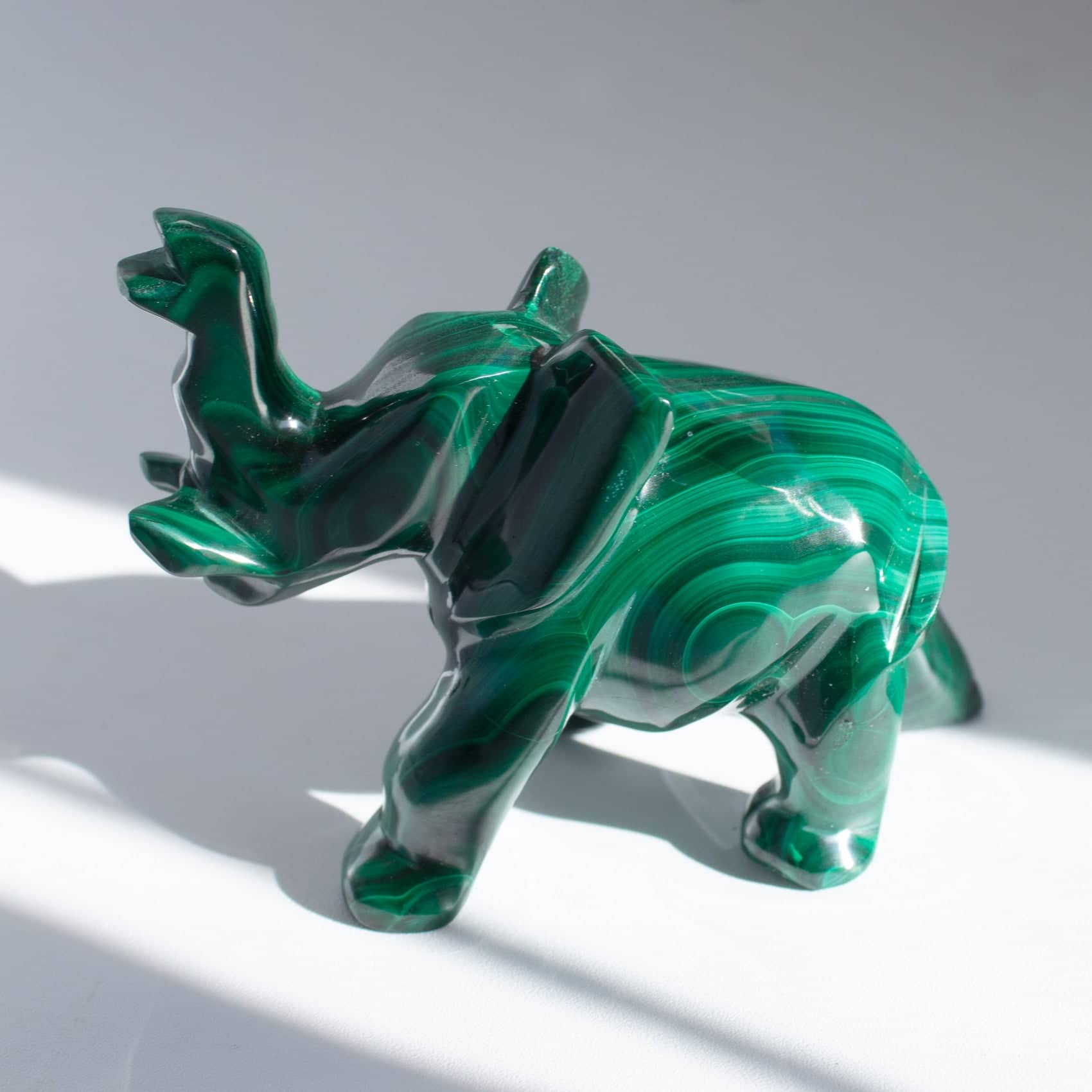 Genuine Malachite Elephants - Hand Carved - 1 of a Kind