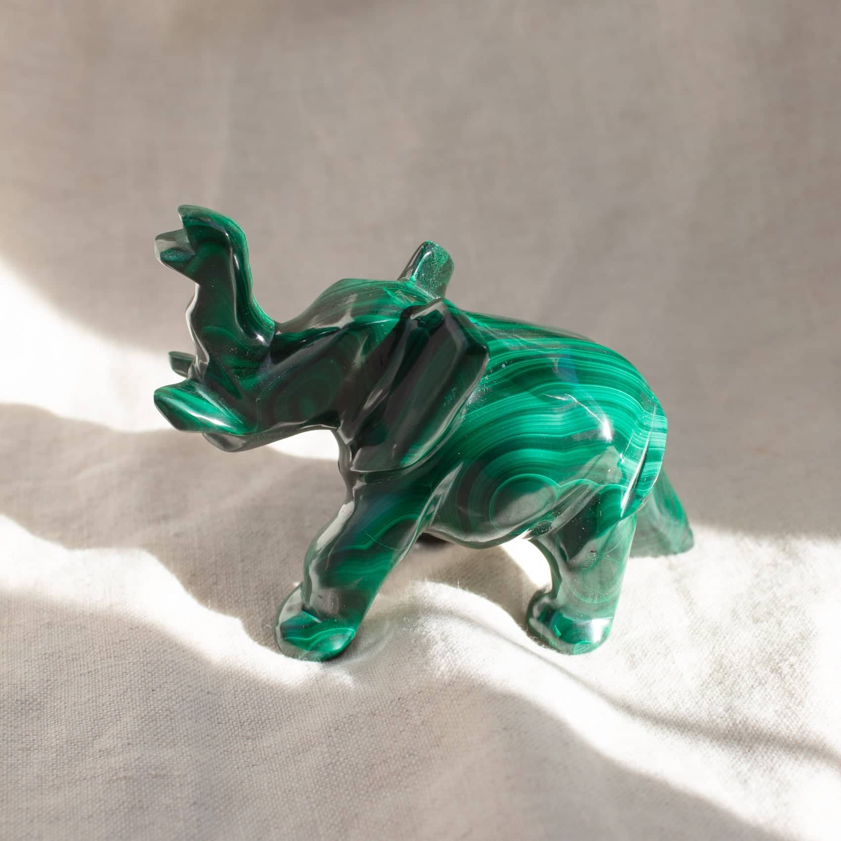 Genuine Malachite Elephants - Hand Carved - 1 of a Kind
