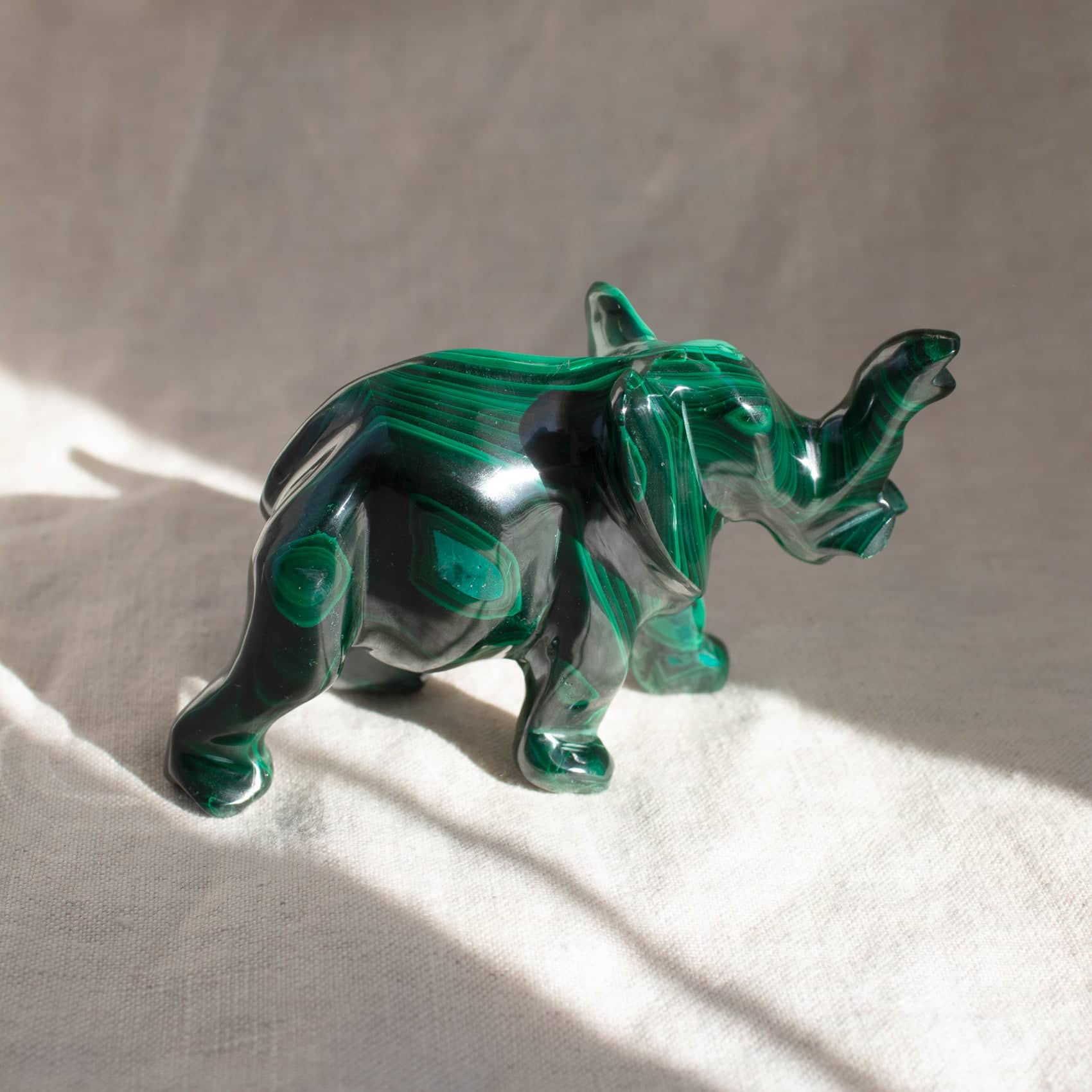 Genuine Malachite Elephants - Hand Carved - 1 of a Kind