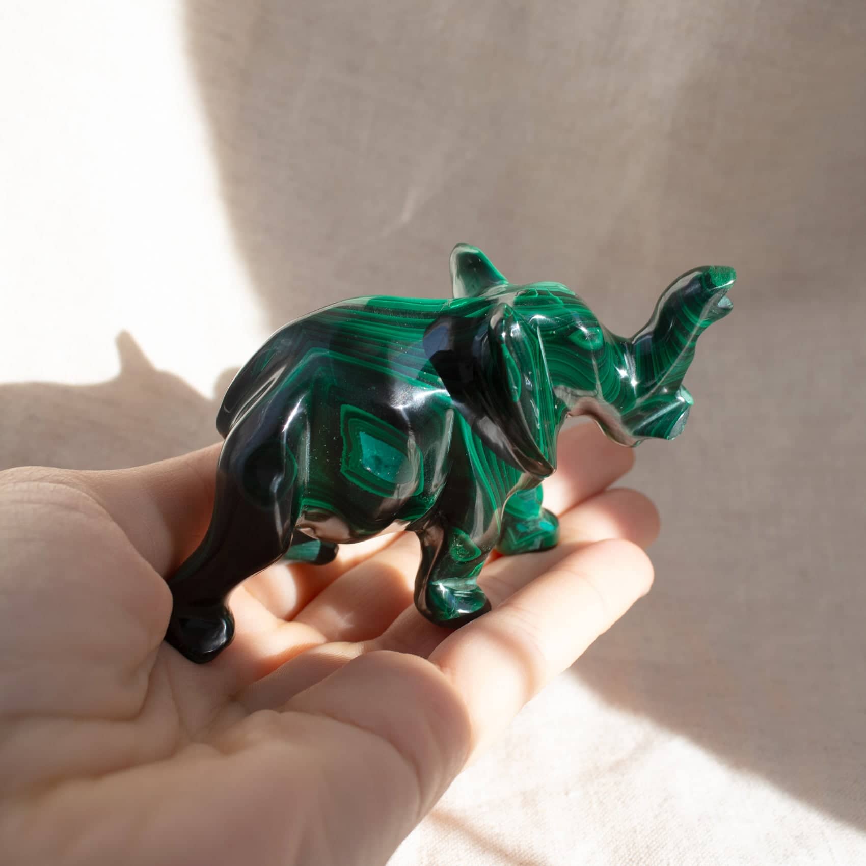 Genuine Malachite Elephants - Hand Carved - 1 of a Kind