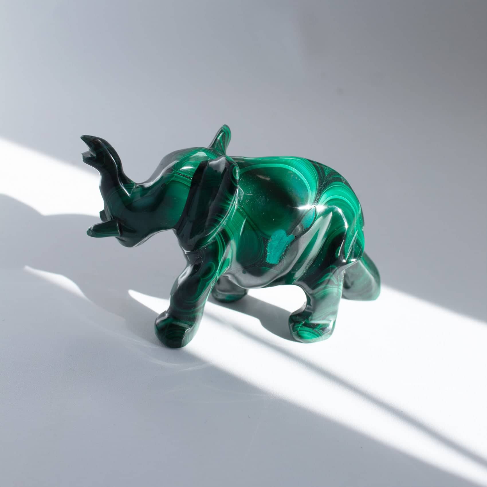 Genuine Malachite Elephants - Hand Carved - 1 of a Kind
