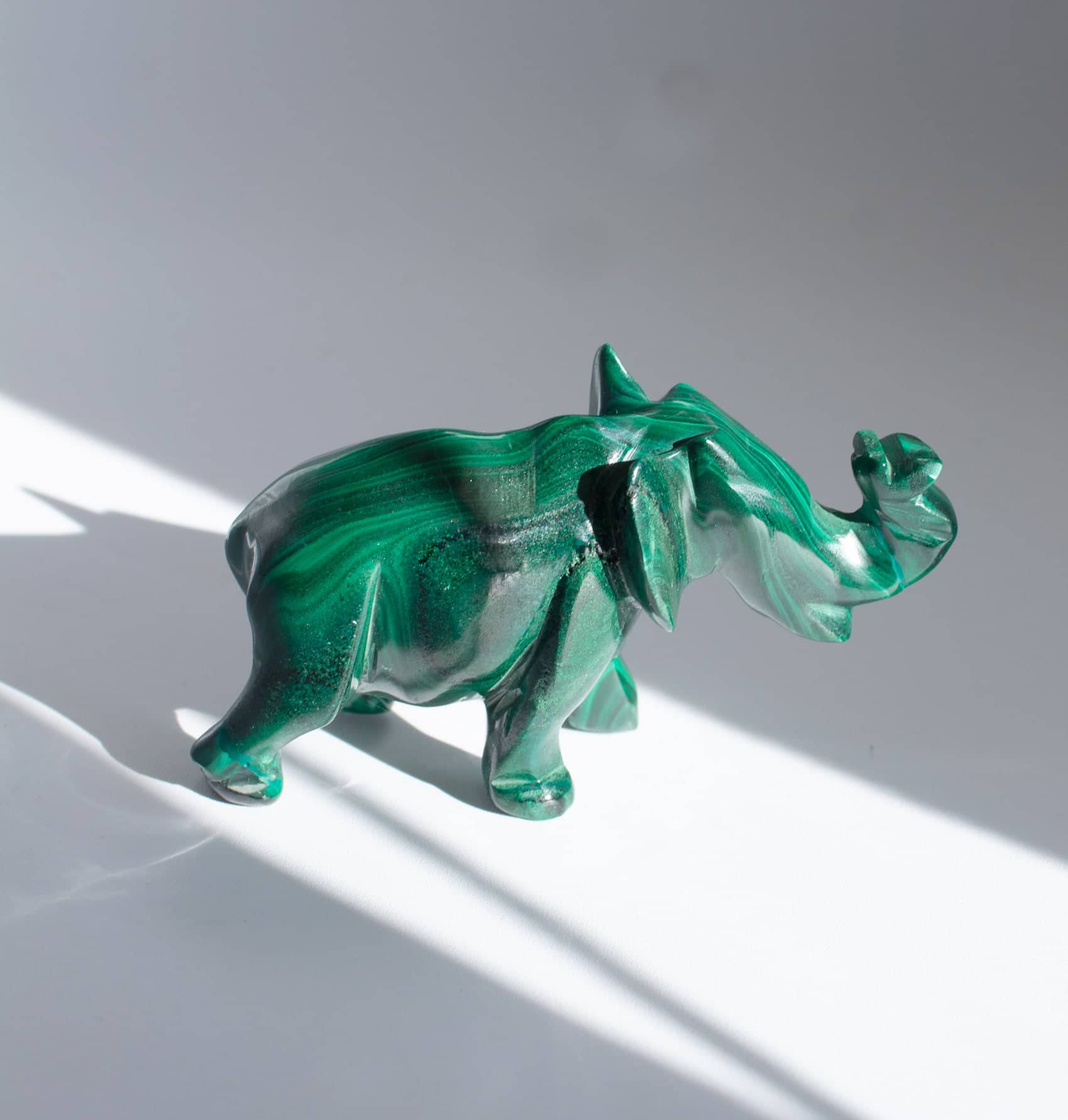 Genuine Malachite Elephants - Hand Carved - 1 of a Kind