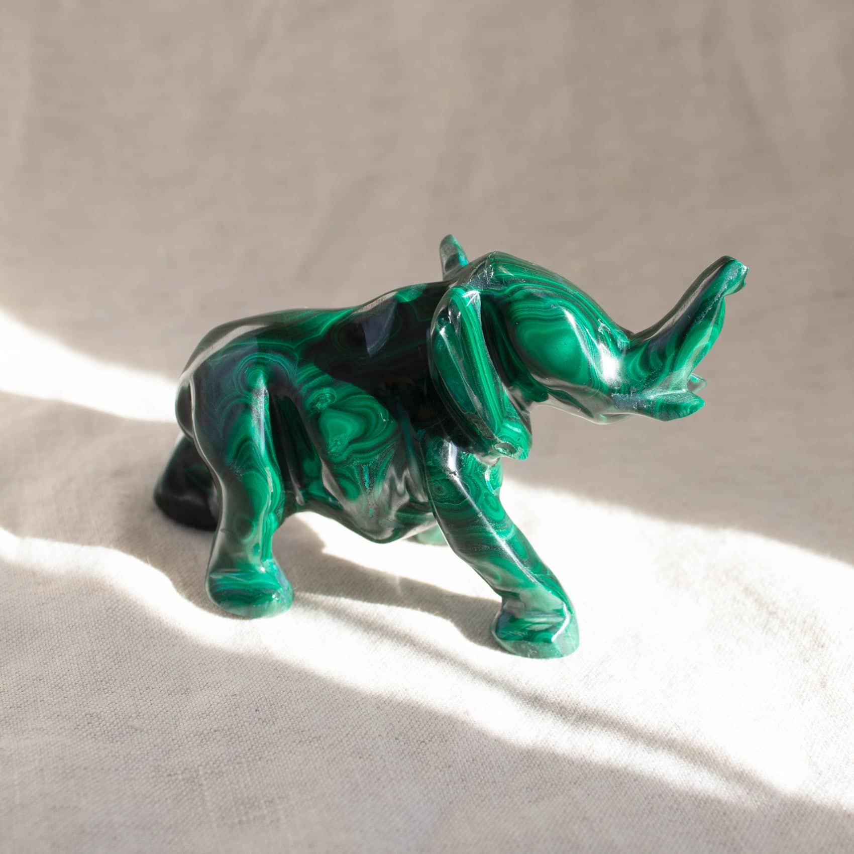 Genuine Malachite Elephants - Hand Carved - 1 of a Kind