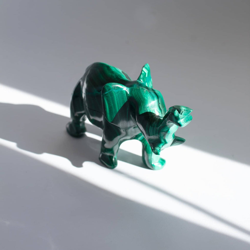 Genuine Malachite Elephants - Hand Carved - 1 of a Kind
