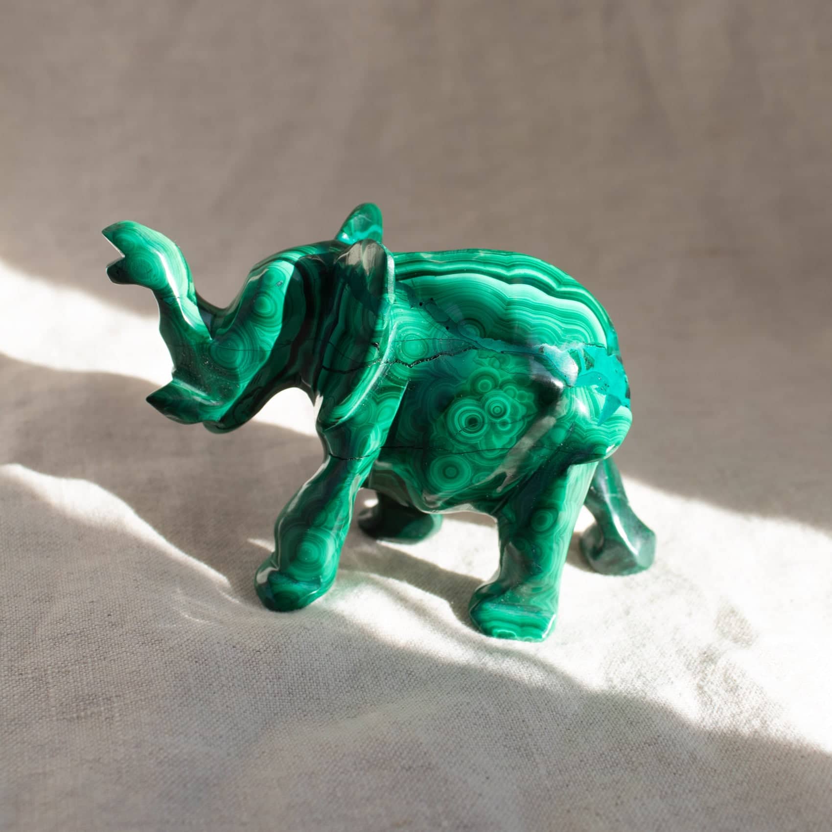 Genuine Malachite Elephants - Hand Carved - 1 of a Kind