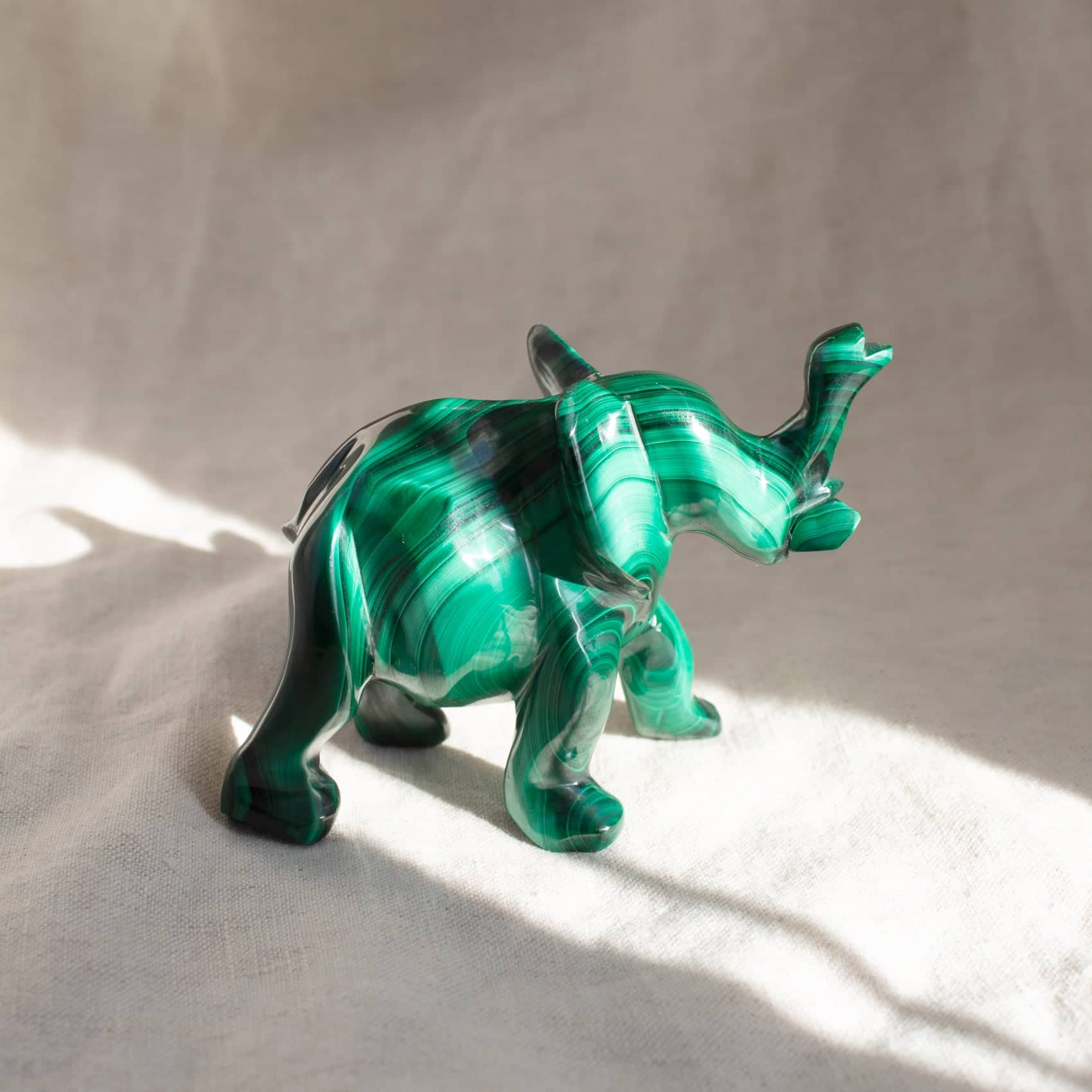 Genuine Malachite Elephants - Hand Carved - 1 of a Kind