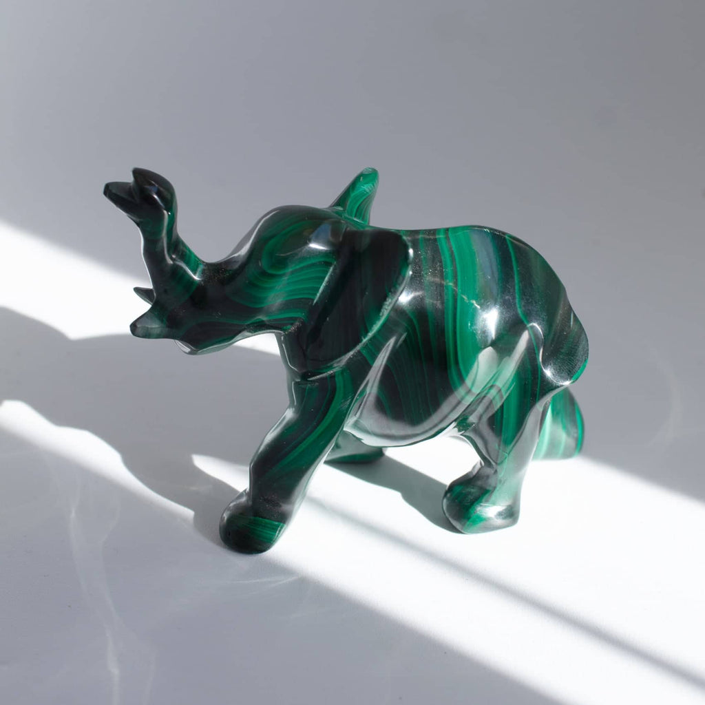 Genuine Malachite Elephants - Hand Carved - 1 of a Kind