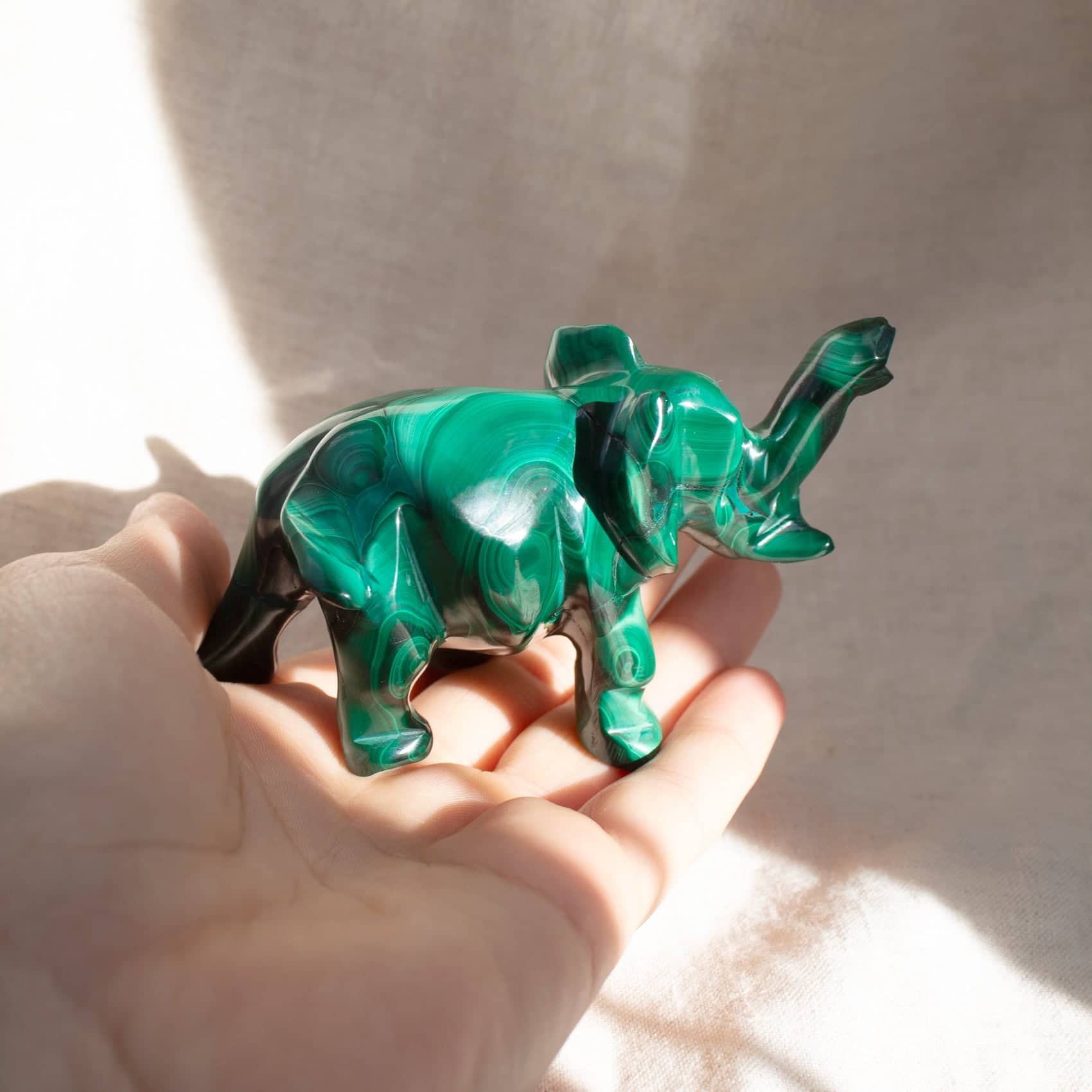 Genuine Malachite Elephants - Hand Carved - 1 of a Kind