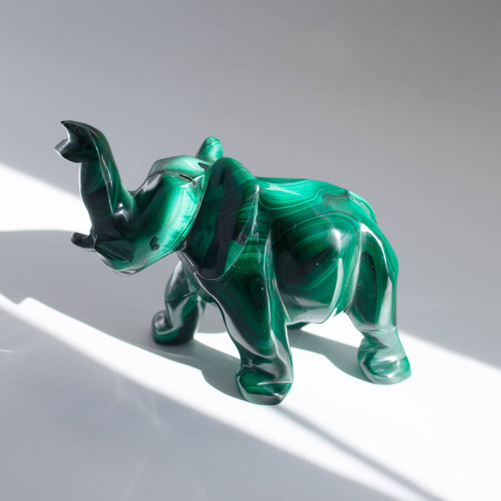 Genuine Malachite Elephants - Hand Carved - 1 of a Kind