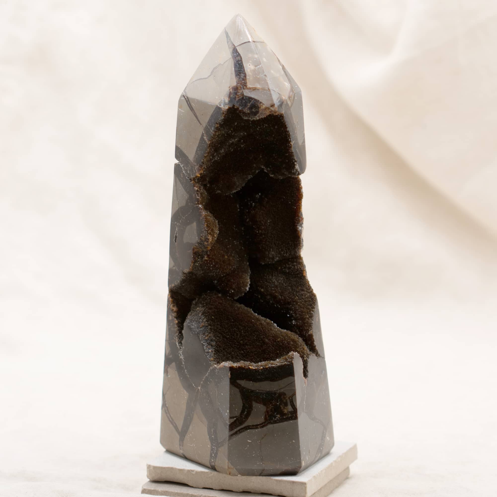 Rare Black Septarian Geode Freeform Crystal - 1 of a Kind