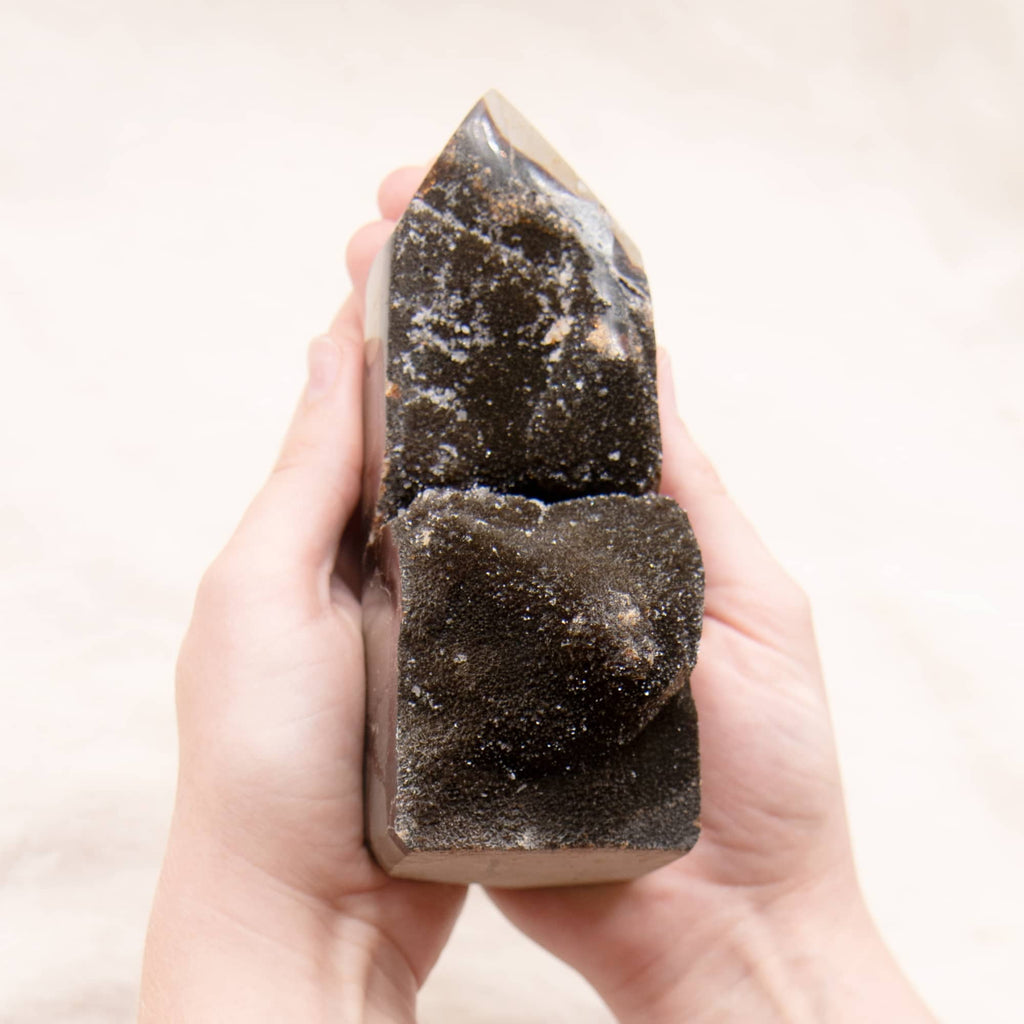 Rare Black Septarian Geode Freeform Crystal - 1 of a Kind