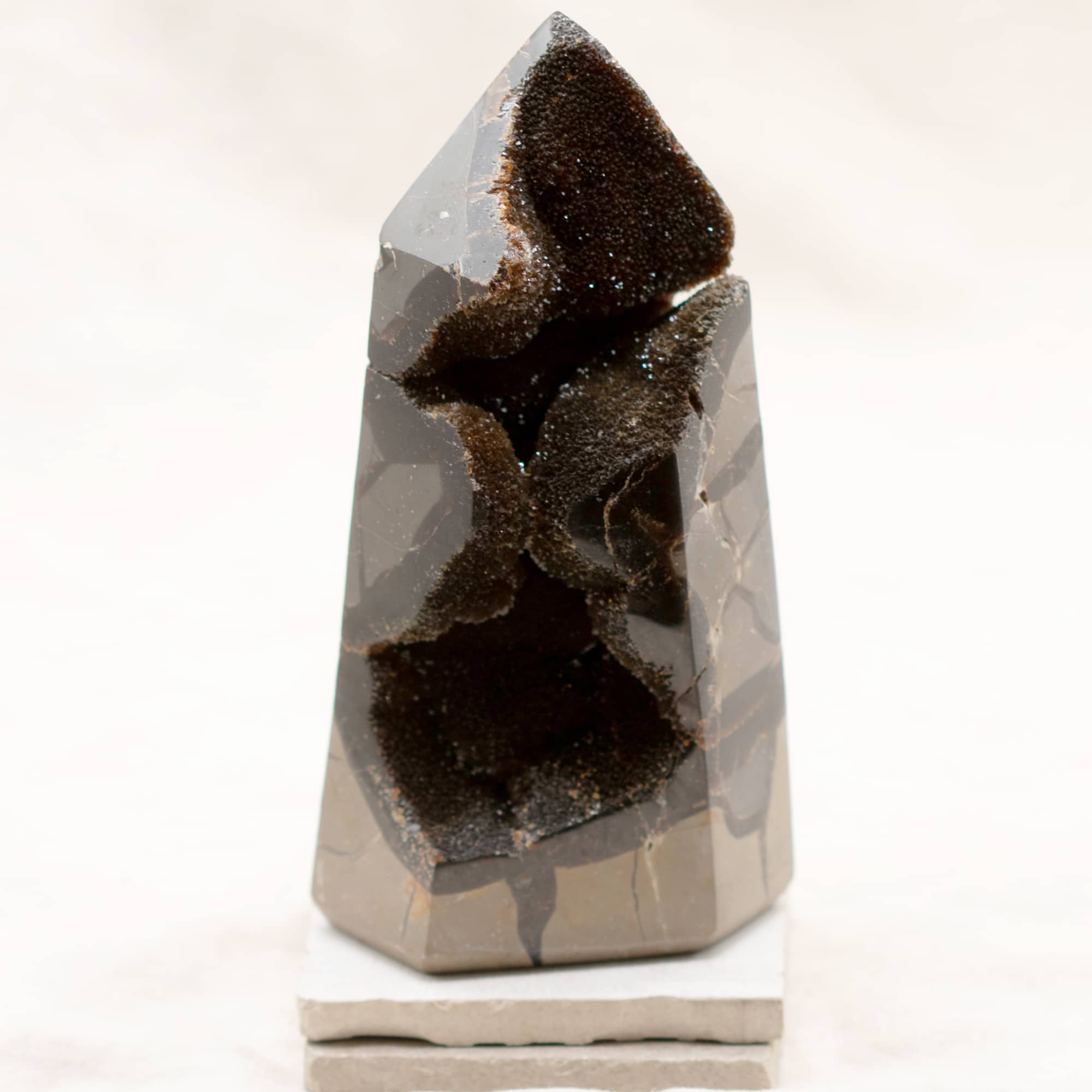 Rare Black Septarian Geode Freeform Crystal - 1 of a Kind