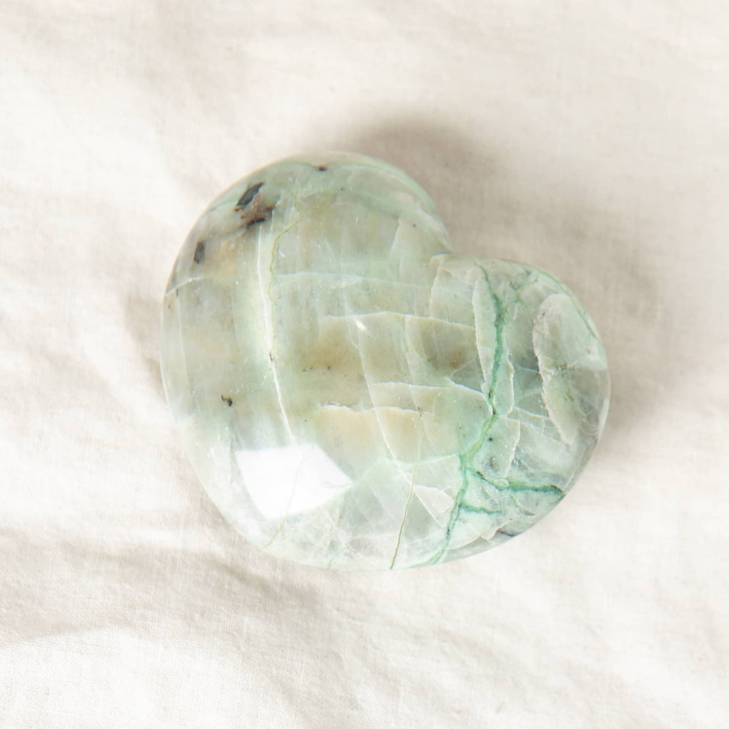 Rare Green Moonstone Heart - 1 of a Kind