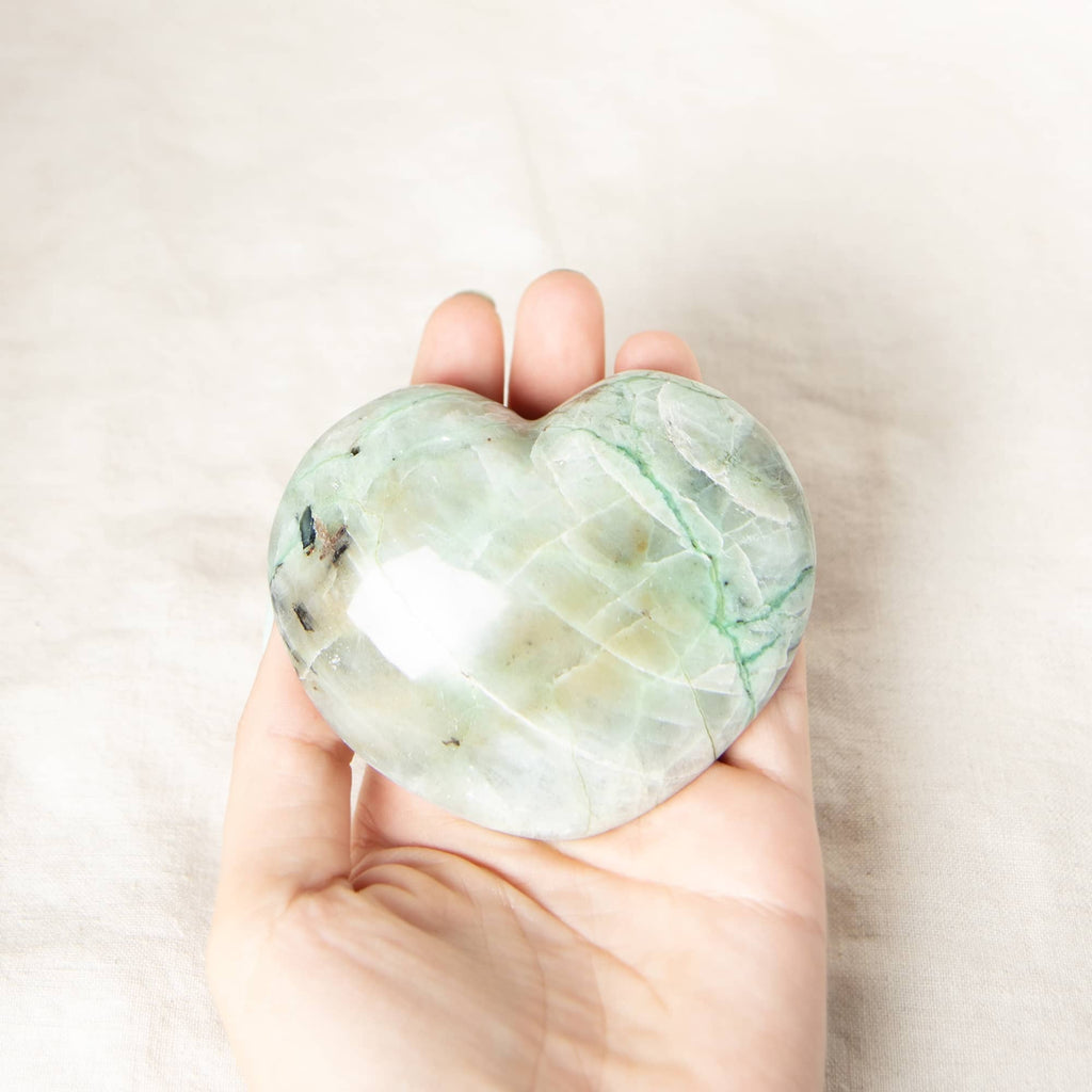 Rare Green Moonstone Heart - 1 of a Kind