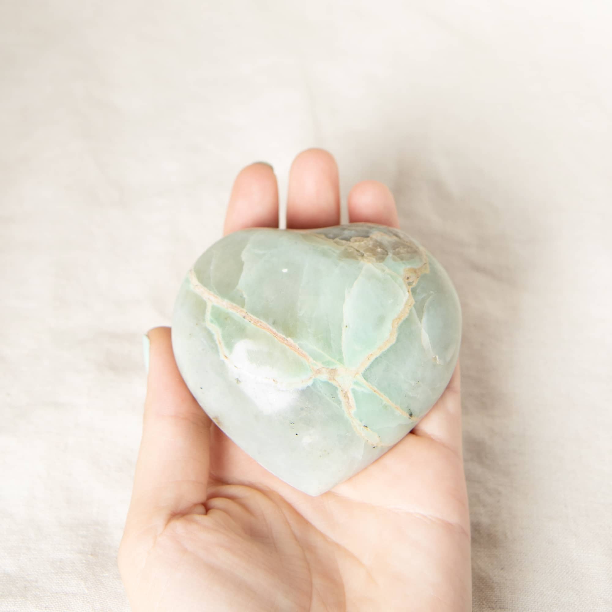 Rare Green Moonstone Heart - 1 of a Kind