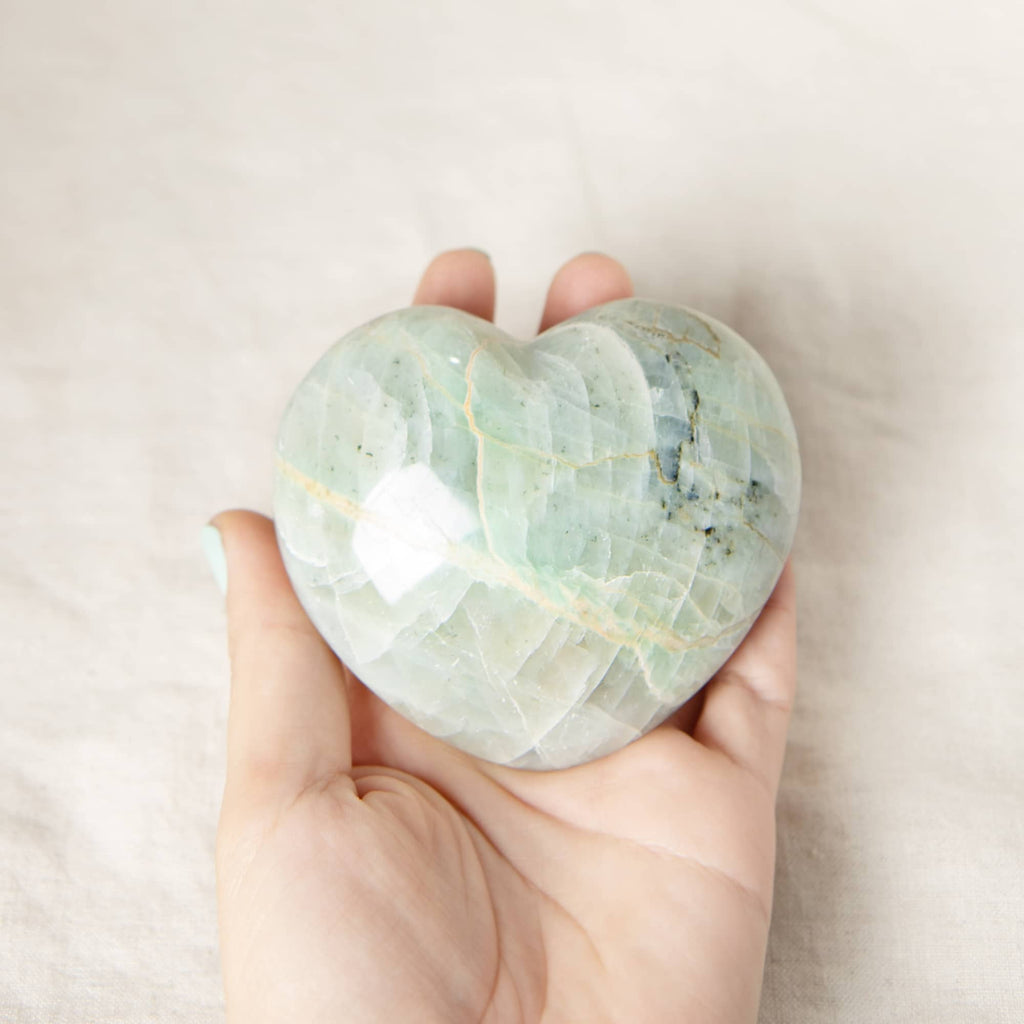 Rare Green Moonstone Heart - 1 of a Kind
