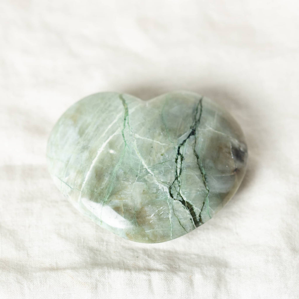 Rare Green Moonstone Heart - 1 of a Kind