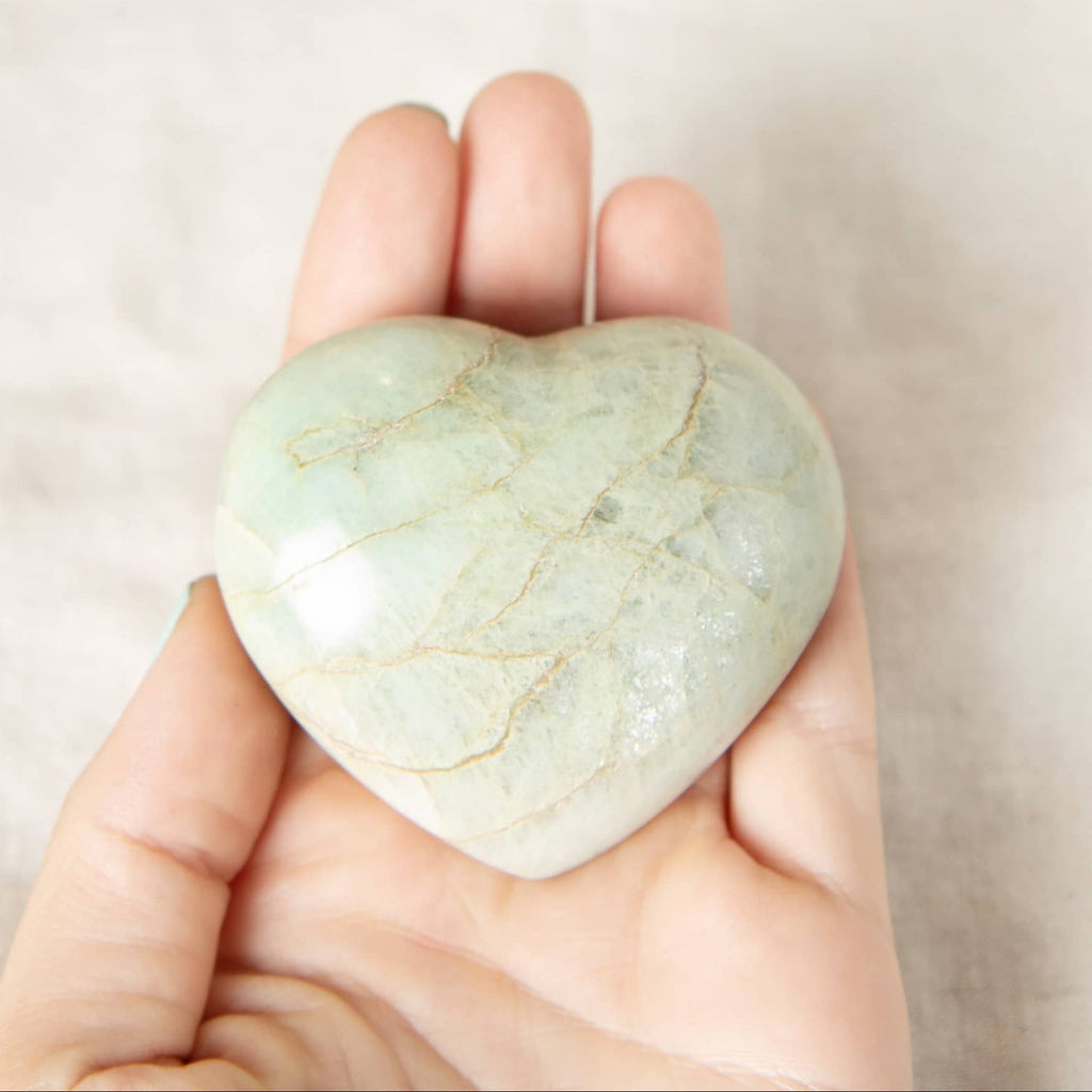 Rare Green Moonstone Heart - 1 of a Kind