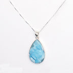 Larimar Teardrop Silver Pendant Necklace