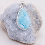 Larimar Teardrop Silver Pendant Necklace
