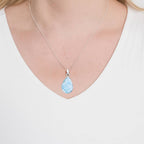Larimar Teardrop Silver Pendant Necklace
