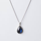 Genuine Labradorite Teardrop Pendant Necklace