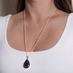 Genuine Labradorite Teardrop Pendant Necklace