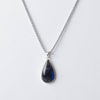 Genuine Labradorite Teardrop Pendant Necklace